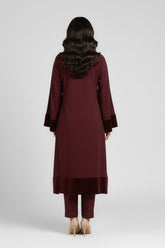 Maroon Karandi Velvet Set